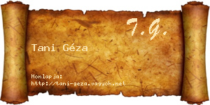 Tani Géza névjegykártya